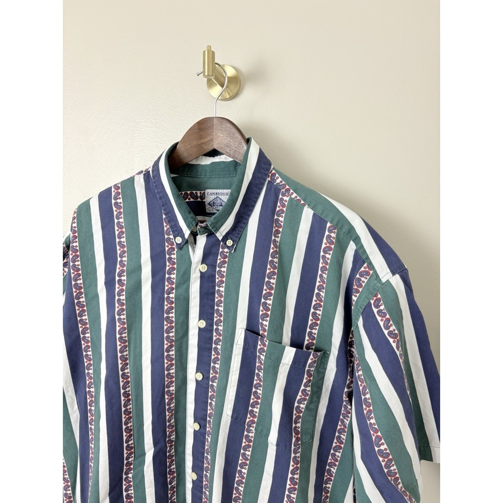 Vintage 90s Vertical Striped Button Down Shirt S/S Coastal Skater TSITP‎ Mens XL - Picture 3 of 8